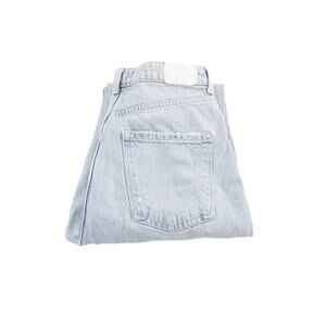 Zara Light Wash Denim Jeans Mom Fit Ripped Knees SZ06